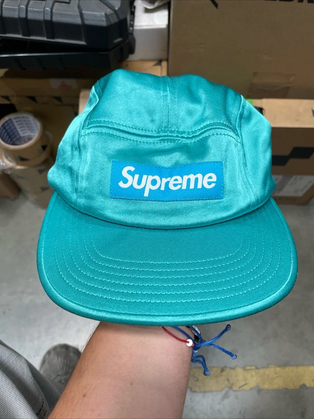 Supreme SS17 Satin Camp Cap Turquoise